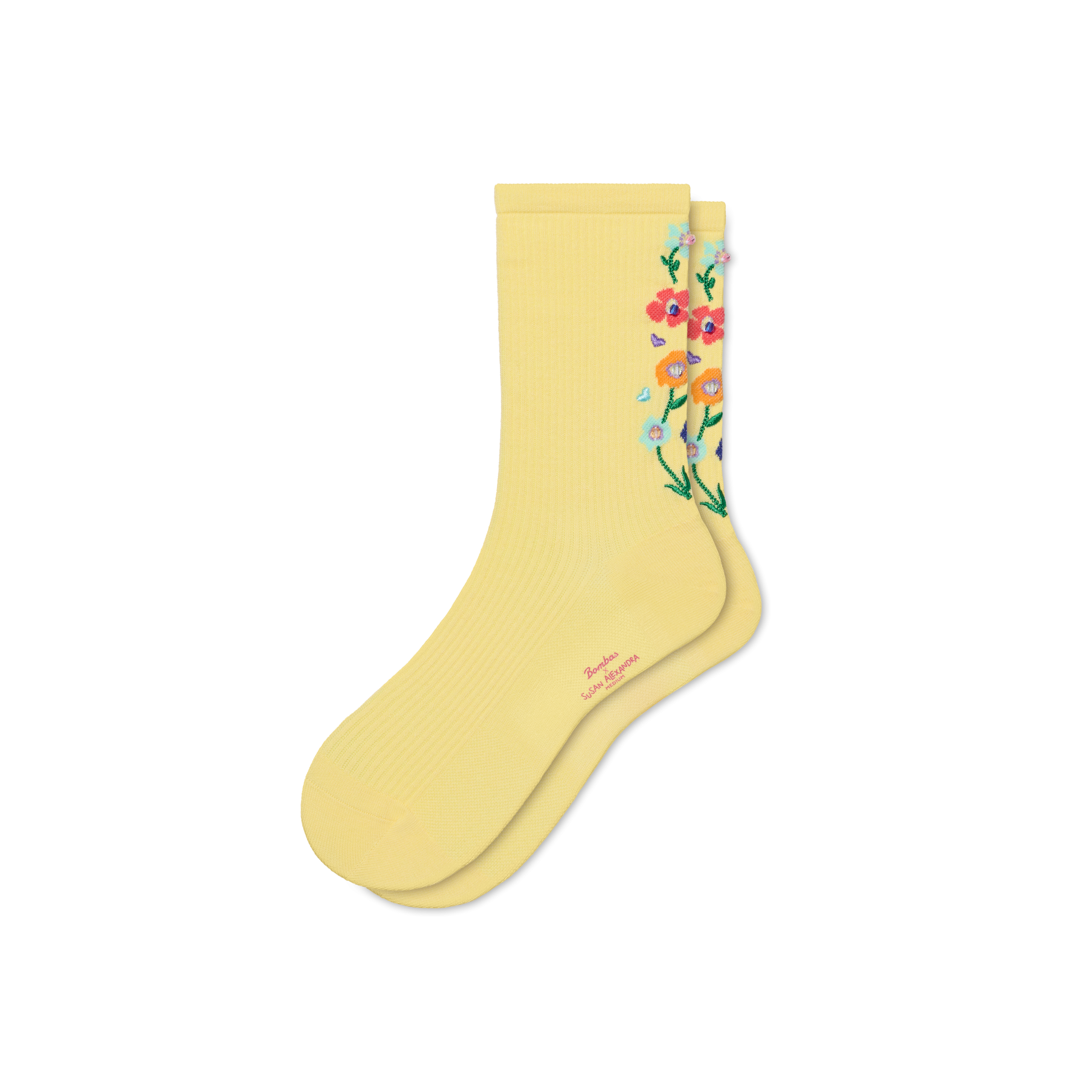 Bombas x Susan Alexandra Floral Embroidered Half Calf Socks - Image 6