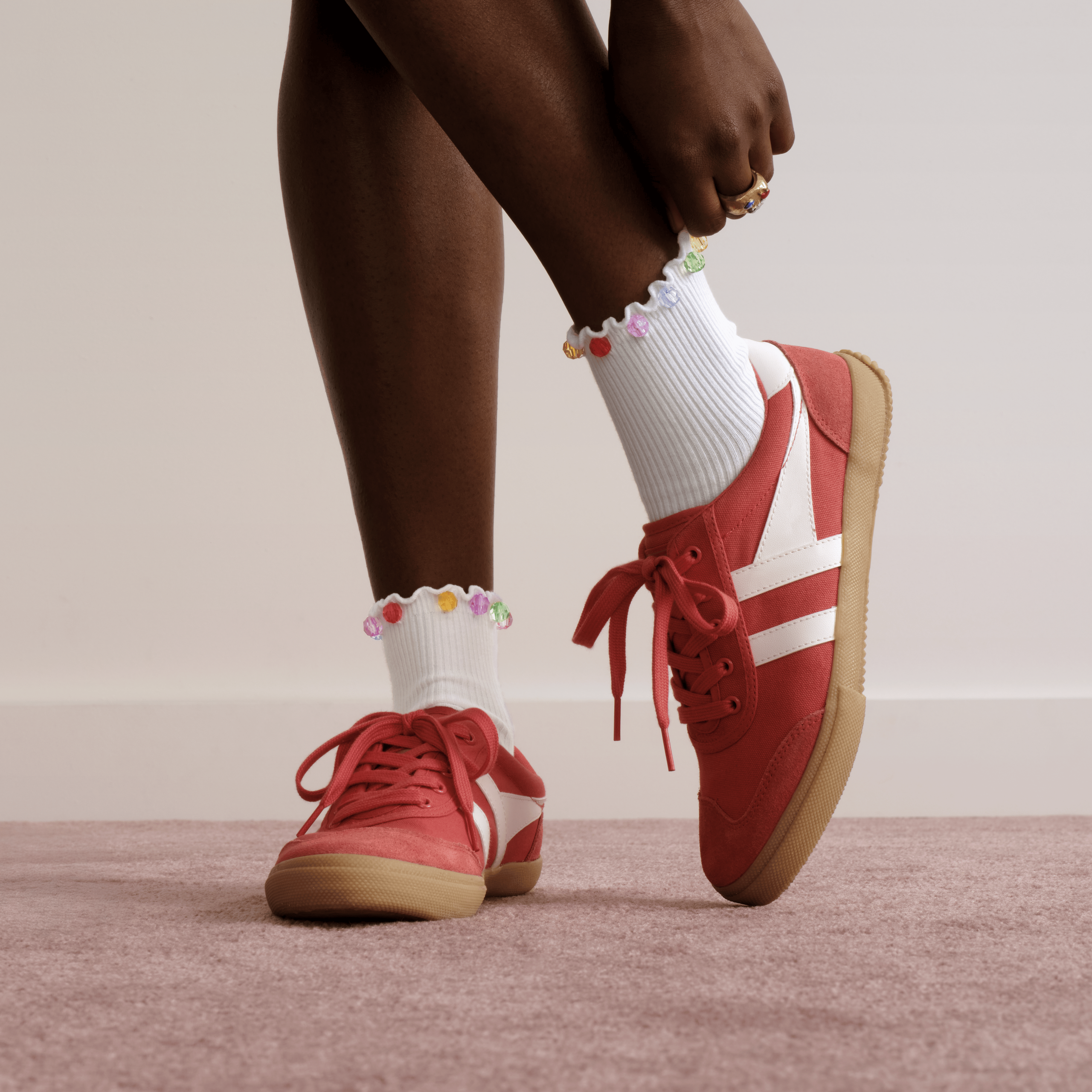 Bombas x Susan Alexandra Embellished Ruffle Rib Quarter Socks - Image 2