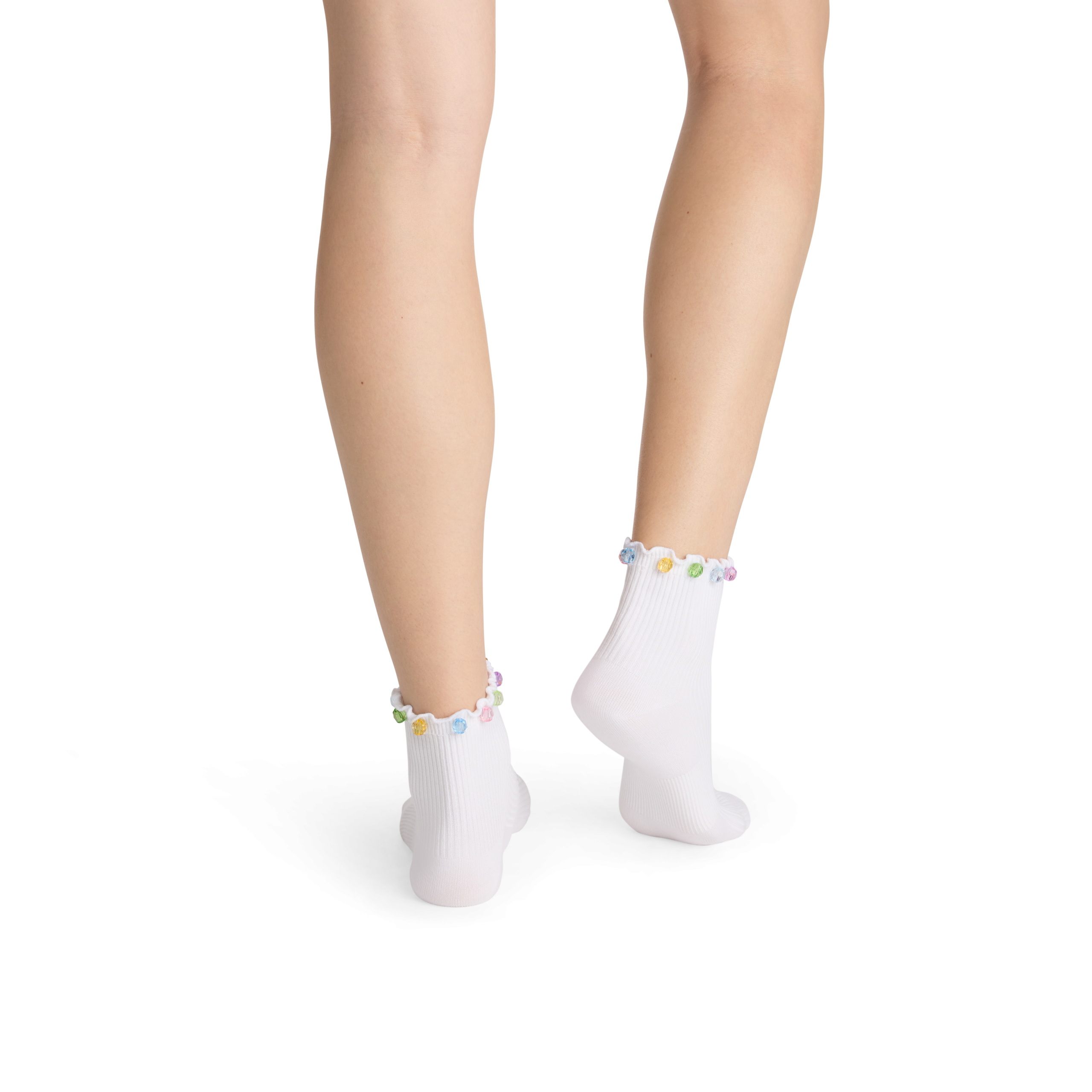 Bombas x Susan Alexandra Embellished Ruffle Rib Quarter Socks - Image 4