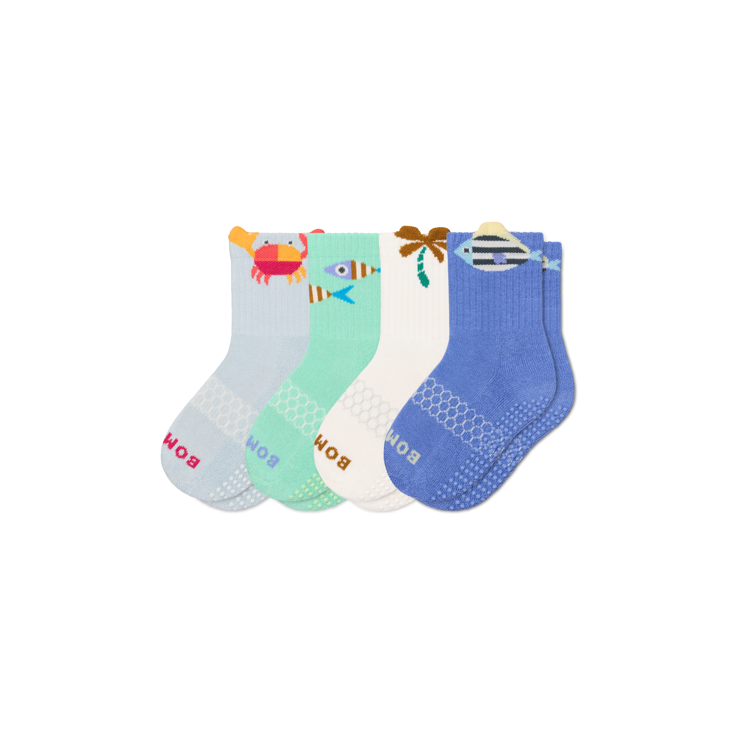 Junior Seaside Gripper Calf Sock 4-Pack
