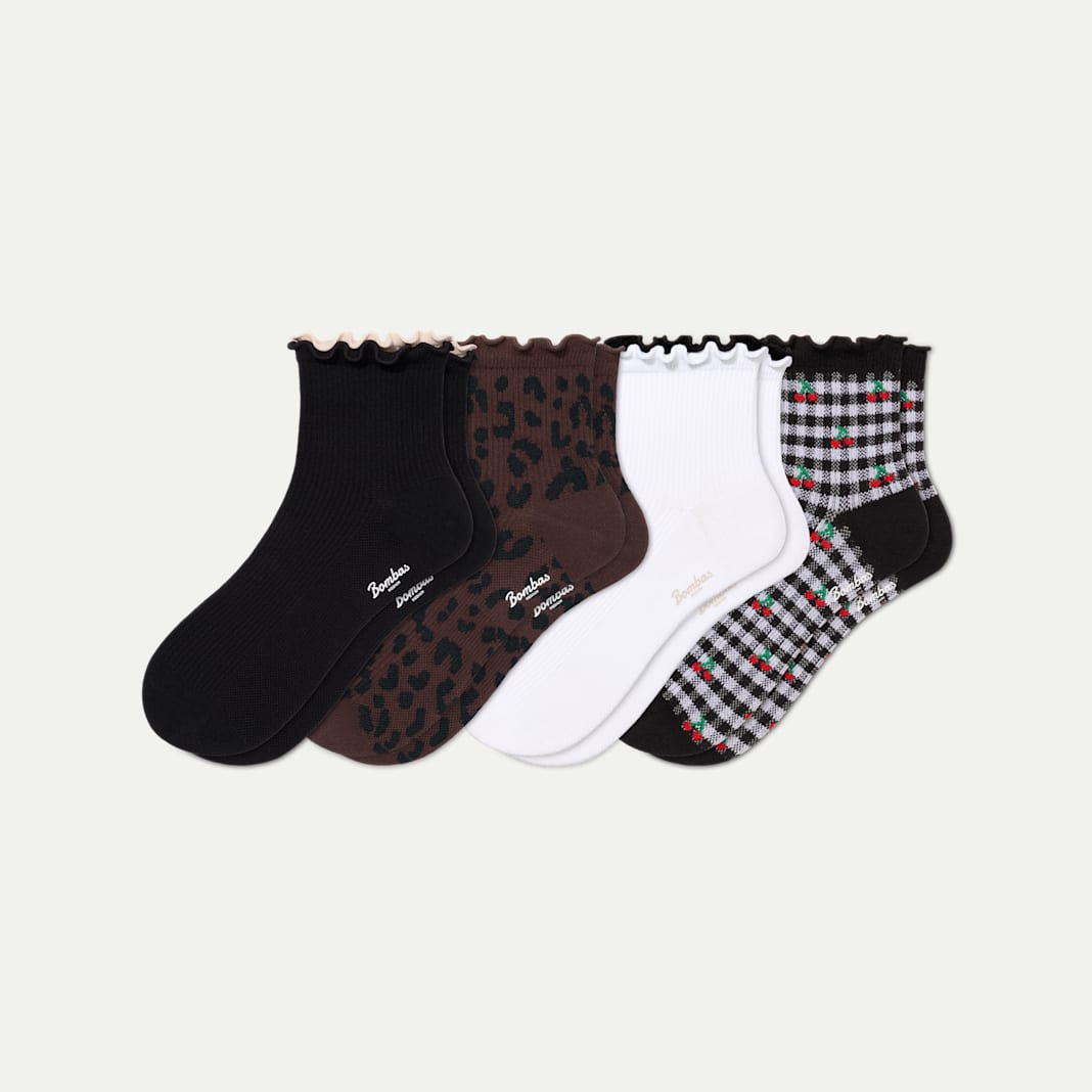 Women's Ruffle Rib Quarter Sock 4-Pack