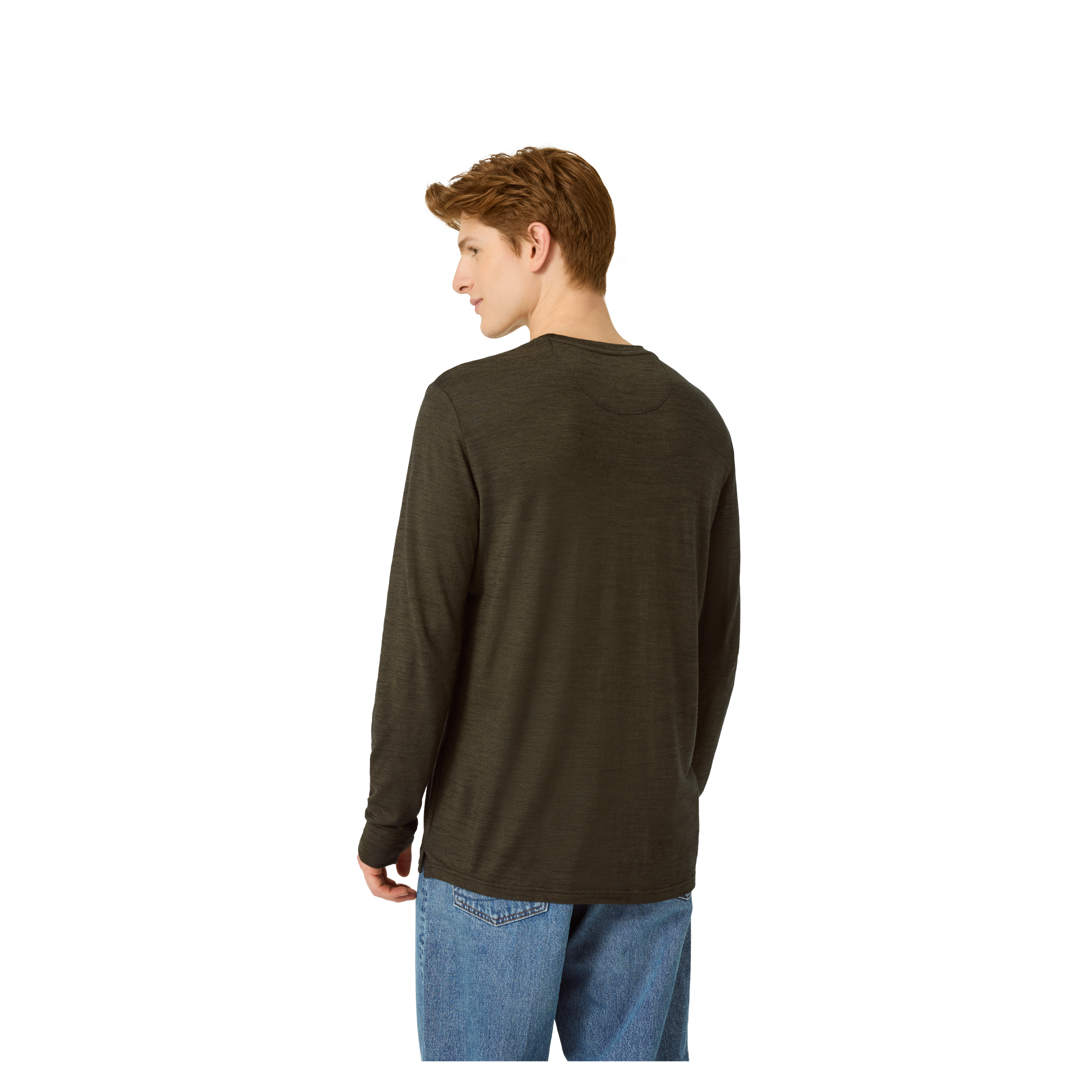 Men's Merino Wool Blend Crew Neck Long Sleeve T-Shirt 3-Pack - Image 3