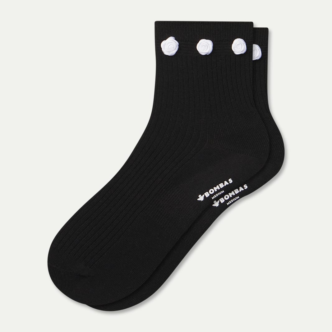 Women's Rosette True Rib Quarter Socks