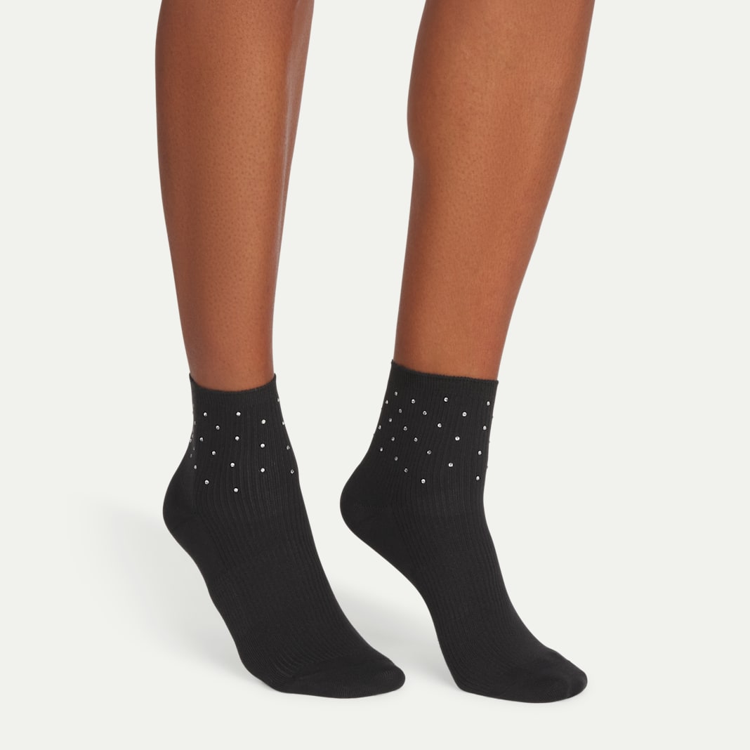 Women’s Rhinestone Rib Quarter Socks - Image 3