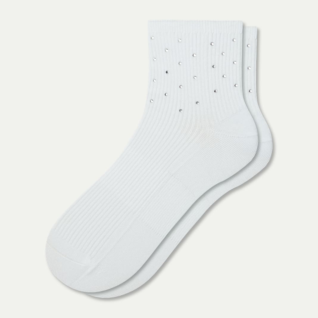 Women’s Rhinestone Rib Quarter Socks - Image 5