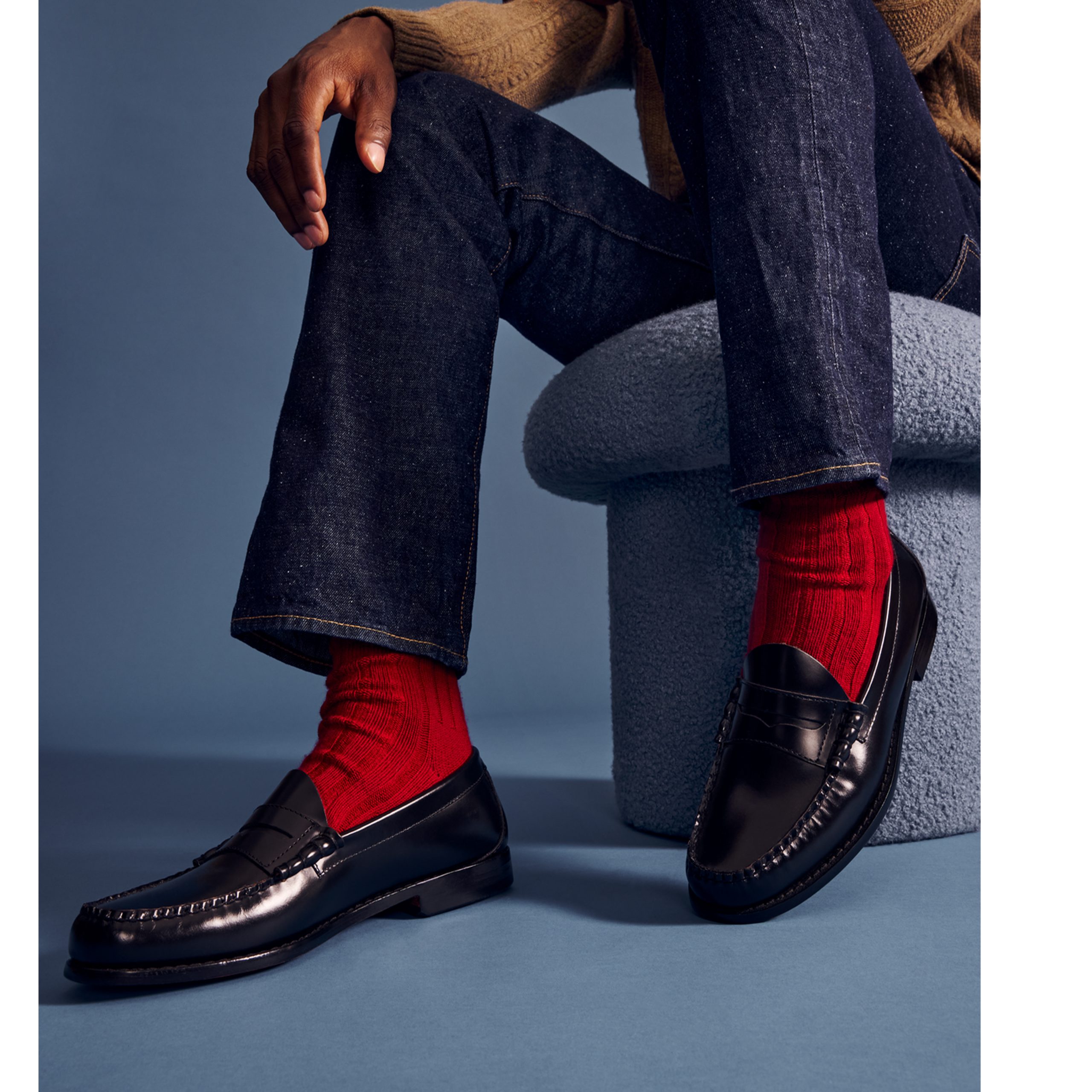 Men's Merino Cashmere Blend Rib Calf Socks - Image 3