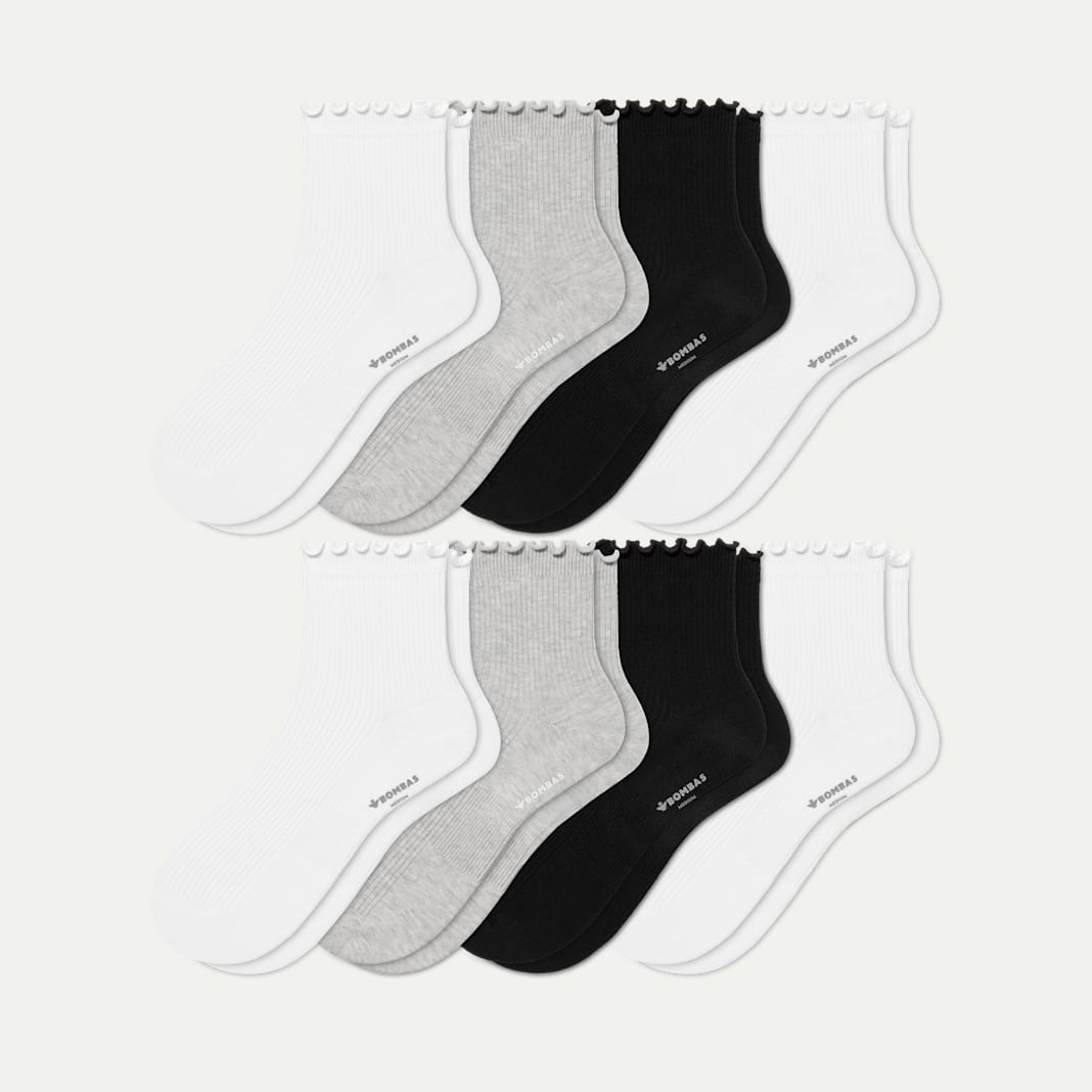 Women's Ruffle Rib Quarter Sock 8-Pack