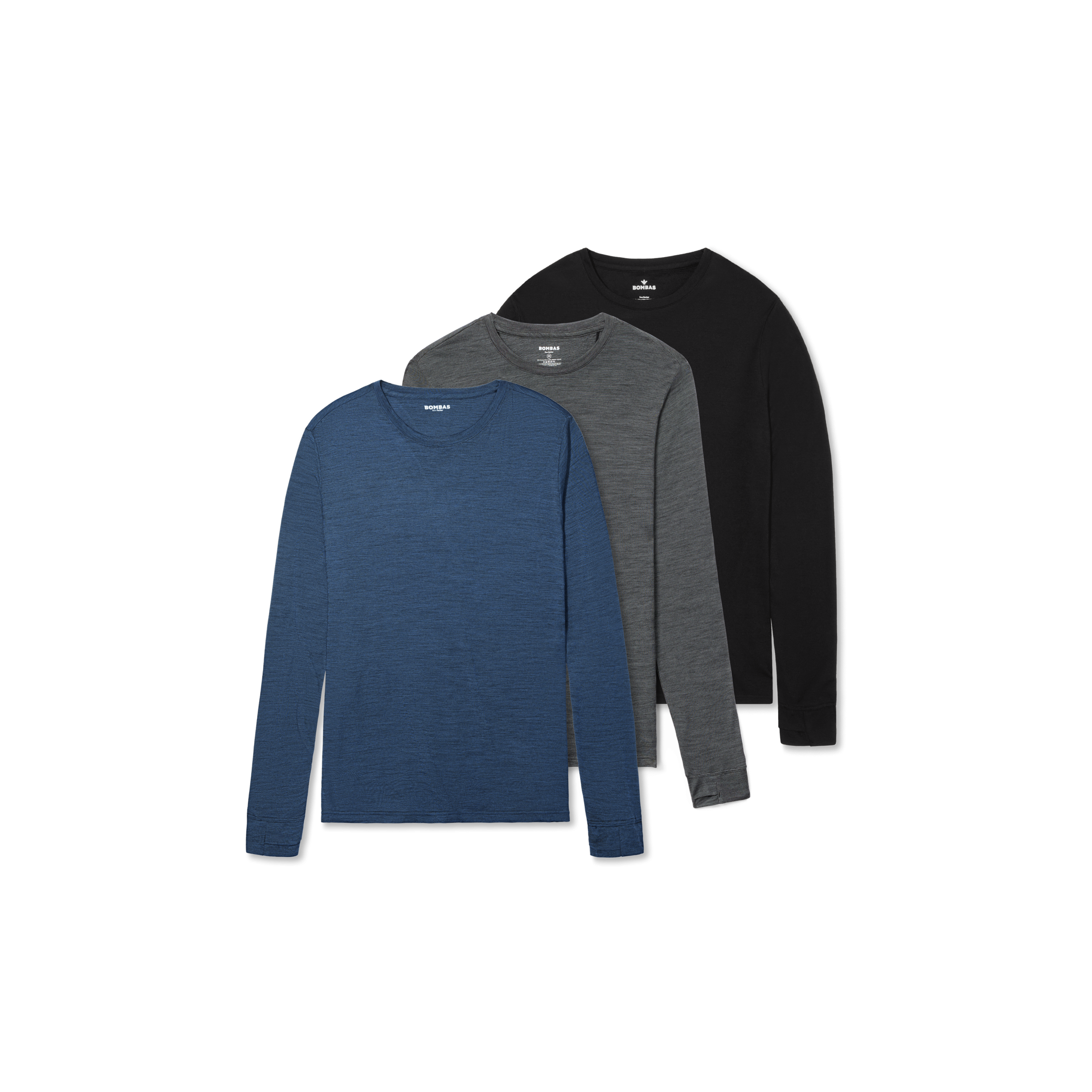 Men's Merino Wool Blend Crew Neck Long Sleeve T-Shirt 3-Pack - Image 5