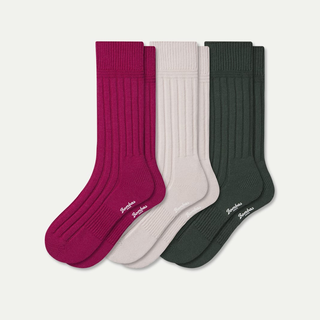 Women's Merino Cashmere Blend Rib Calf Sock 3-Pack - Image 4