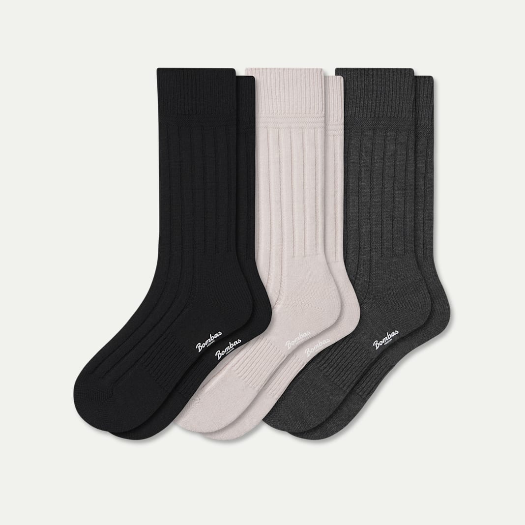 Women's Merino Cashmere Blend Rib Calf Sock 3-Pack - Image 3