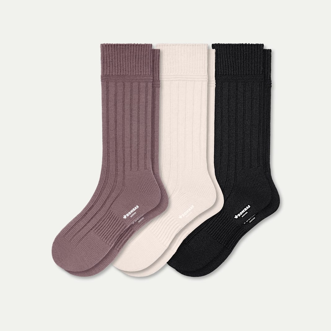 Women's Merino Cashmere Blend Rib Calf Sock 3-Pack - Image 6