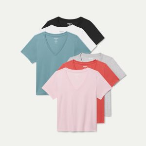 Women's Pima Cotton V-Neck T-Shirt 6-Pack