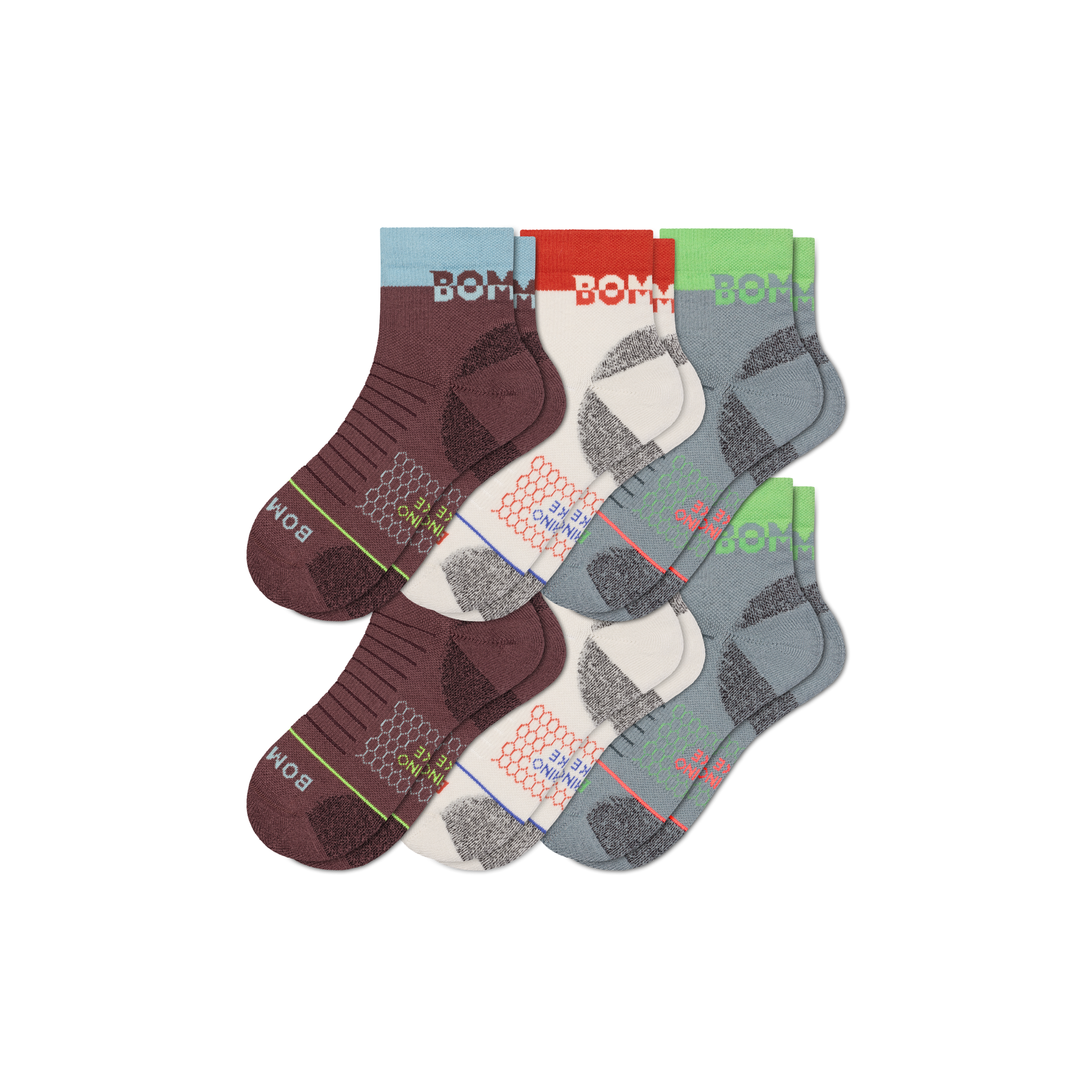 Men's Merino Wool Blend Hiking Quarter Sock 6-Pack